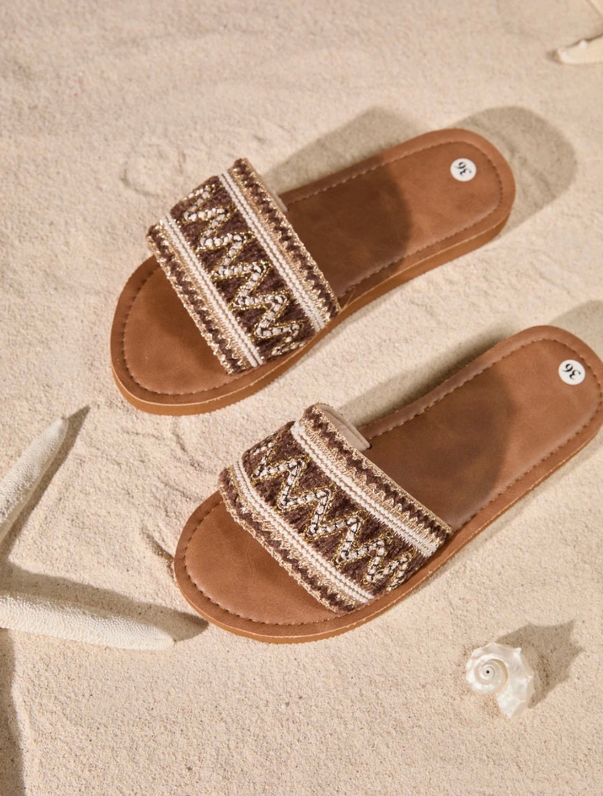 Sandales slides raphia caramel SIMALI