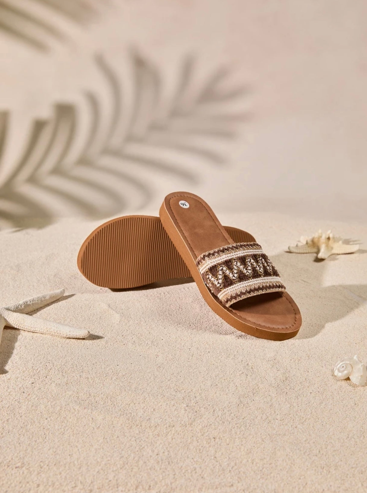 Sandales slides raphia caramel SIMALI