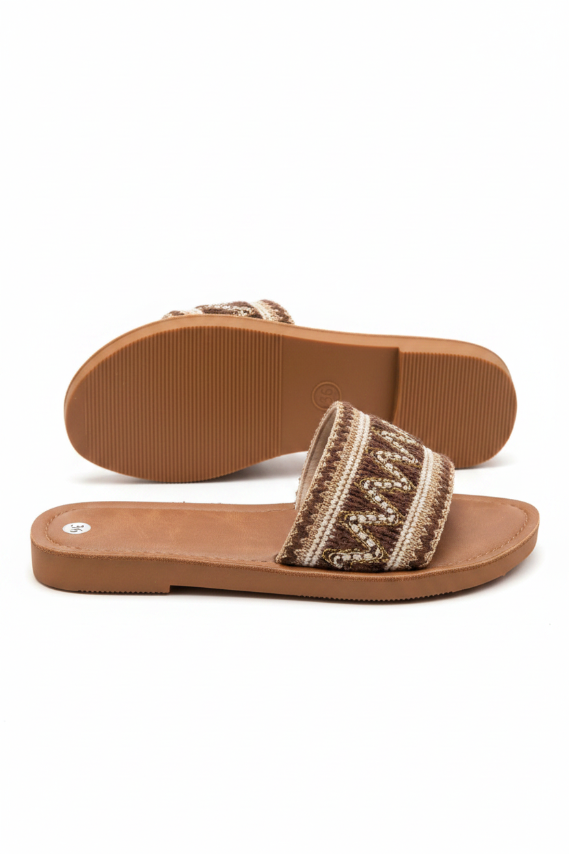 Sandales slides raphia caramel SIMALI
