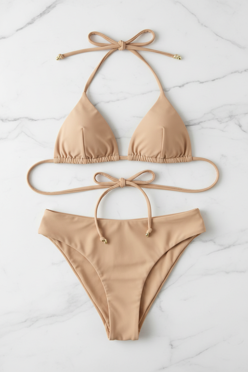 Bikini taille haute beige SIMALI