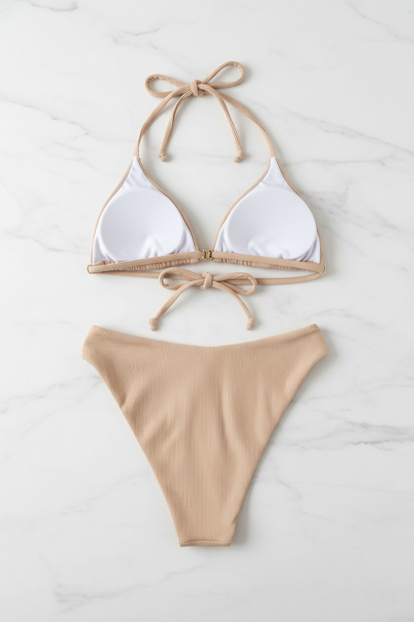 Bikini taille haute beige SIMALI