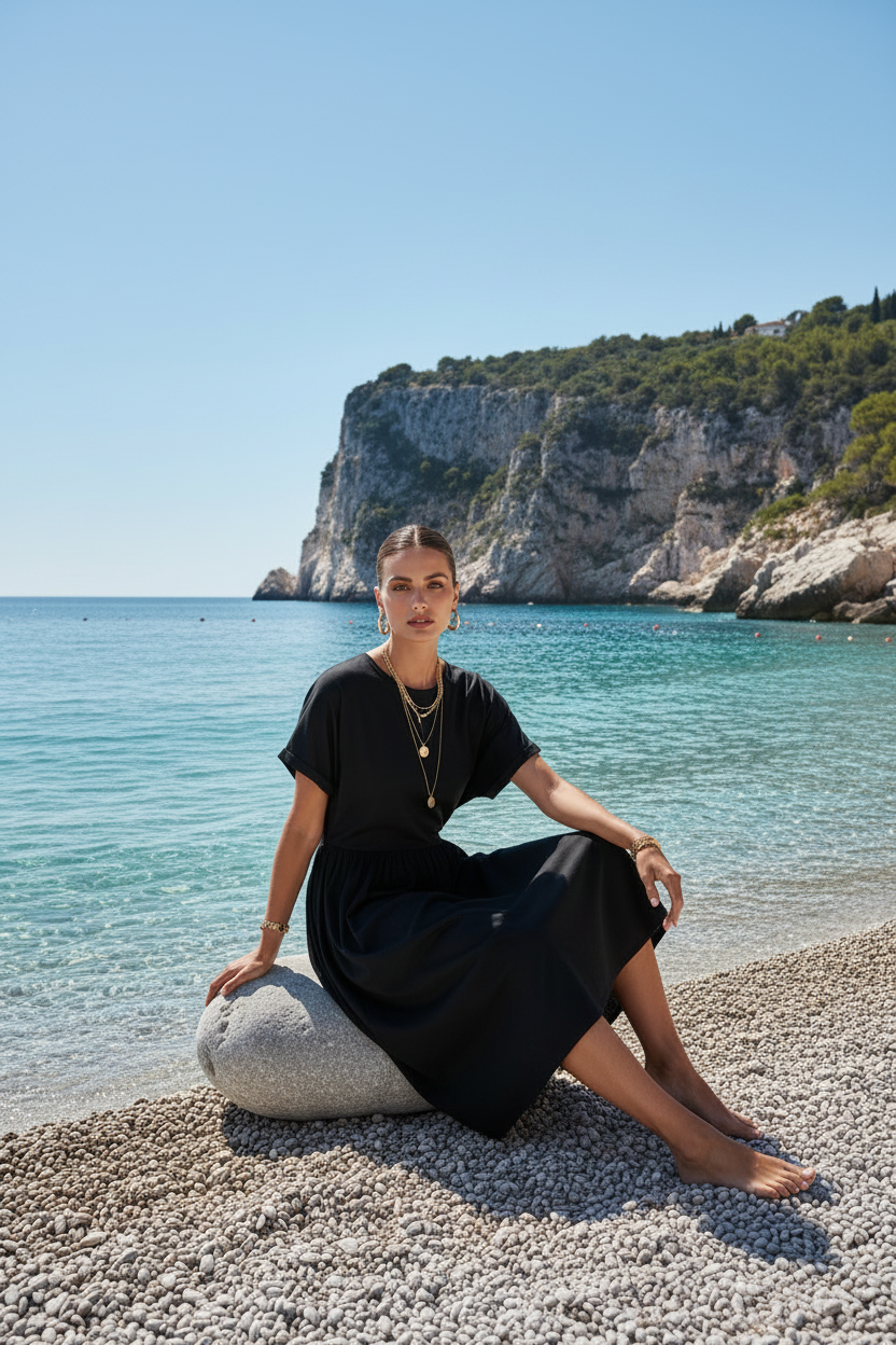 Robe beach noire casual chic SIMALI