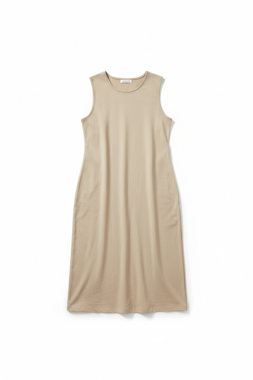Robe casual beige coton SIMALI