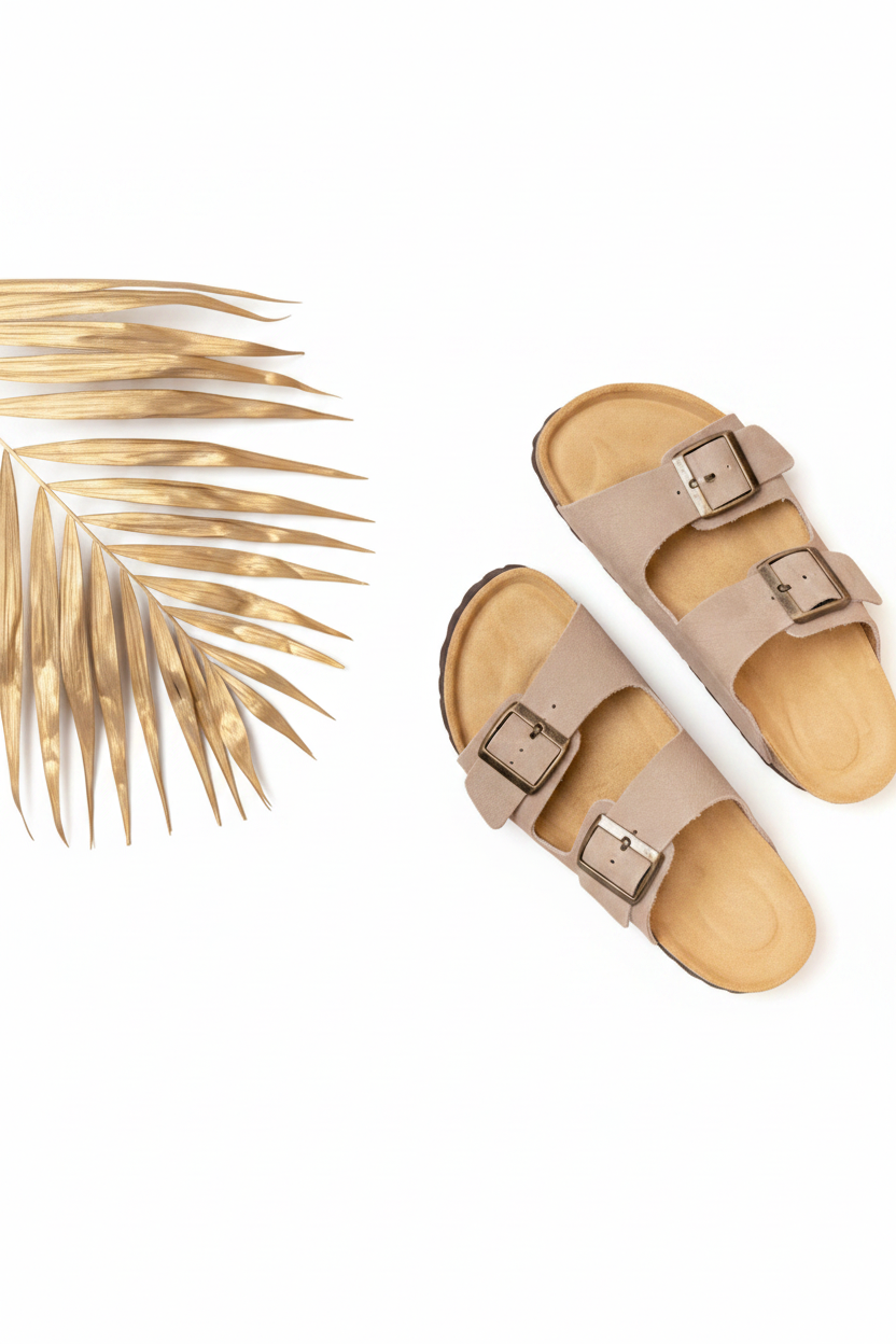 Mules bi-brides liège beige SIMALI
