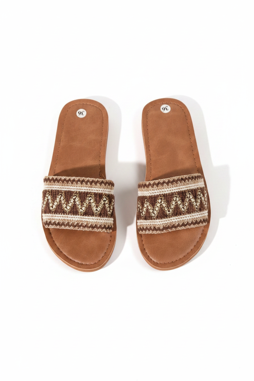 Sandales slides raphia caramel SIMALI