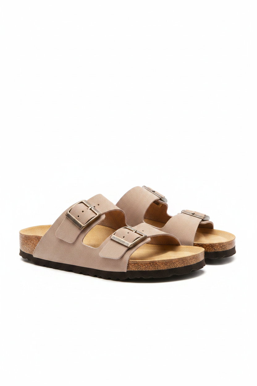 Mules bi-brides liège beige SIMALI